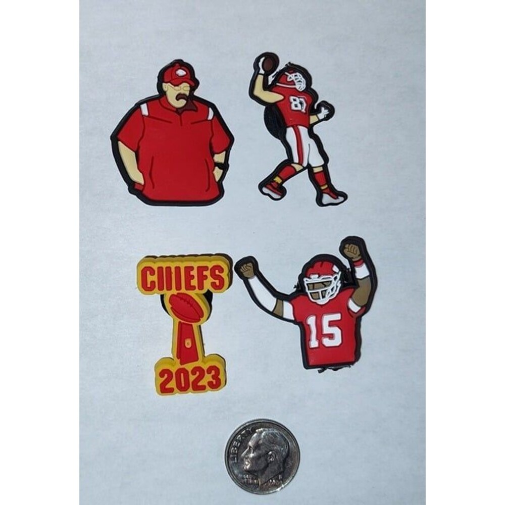Kansas City Chiefs NFL Football Theme Shoe Charms Lot 4 Pieces